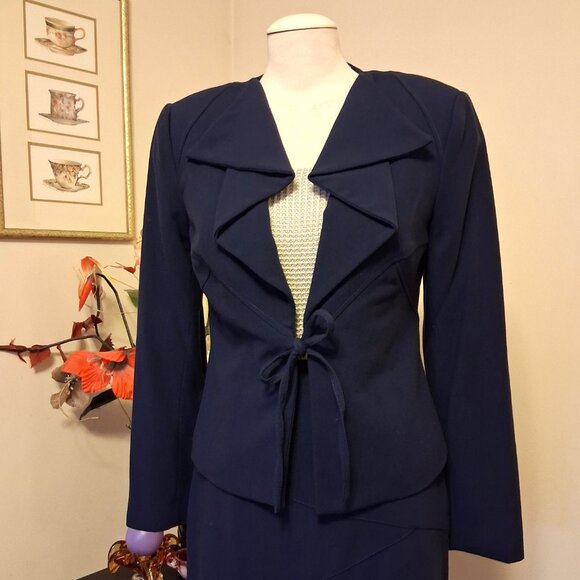 NWOT mac & jac 2 Piece Office Lady Business Suit Blue Blazer & Skirt M 10 - Picture 6 of 16